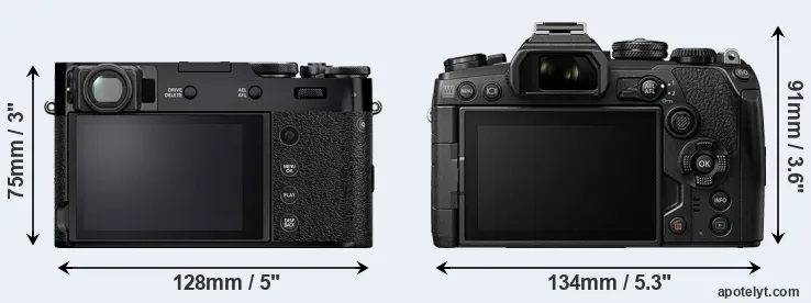 Comparison X100V or E-M1 III rear