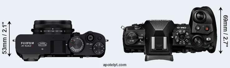 Compare X100V versus E-M1 III top