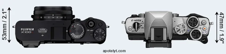 Compare X100V versus E-M10 II top