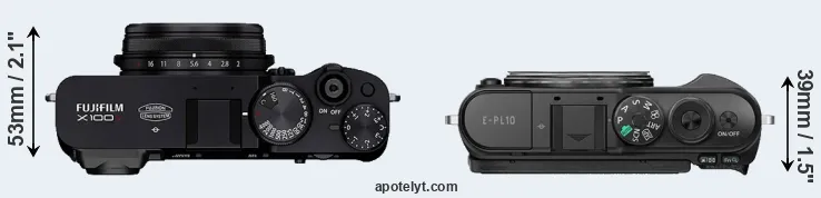 Compare X100V versus E-PL10 top