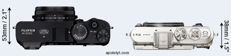 Compare X100V versus E-PL8 top