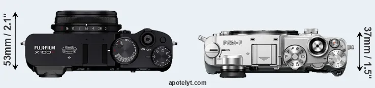Compare X100V versus PEN-F top