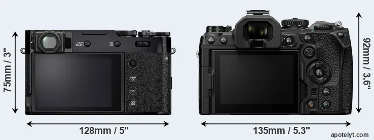 Comparison X100V or OM-1 II rear