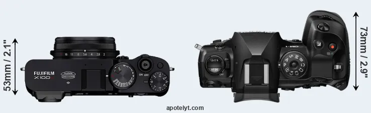 Compare X100V versus OM-1 II top