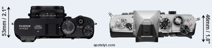 Compare X100V versus OM-3 top