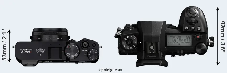 Compare X100V versus G9 top