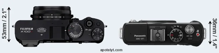 Compare X100V versus GF1 top