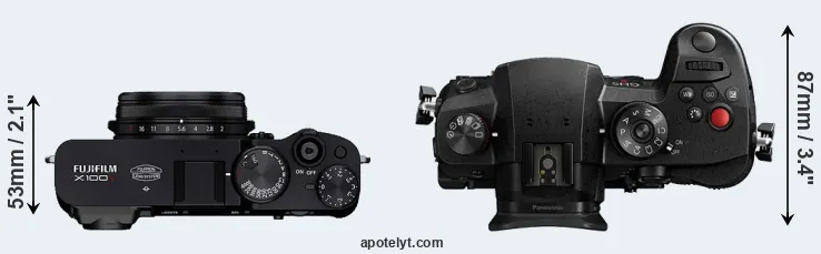 Compare X100V versus GH5 II top