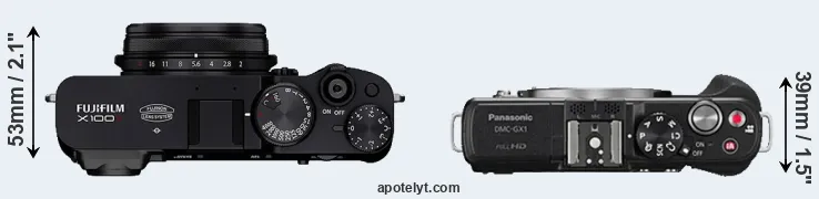 Compare X100V versus GX1 top