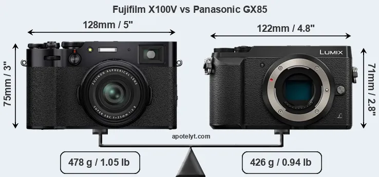 Size Fujifilm X100V vs Panasonic GX85