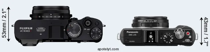 Compare X100V versus LX5 top