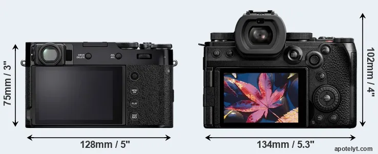 Comparison X100V or S5 II rear