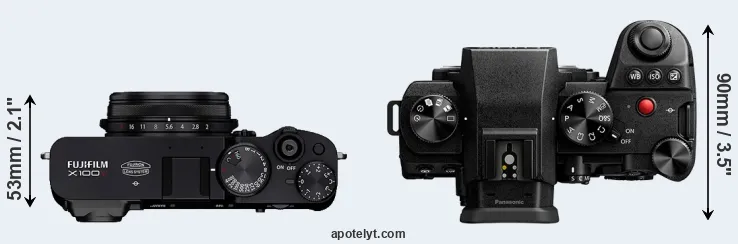 Compare X100V versus S5 II top
