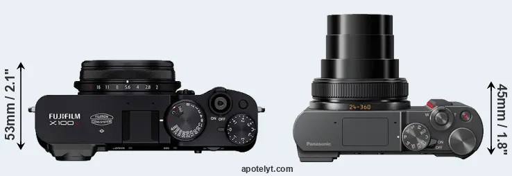 Compare X100V versus ZS200 top