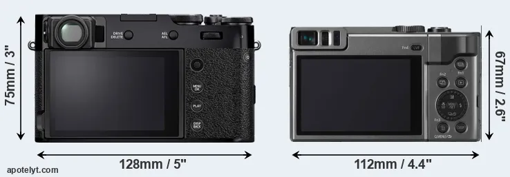 Comparison X100V or ZS70 rear