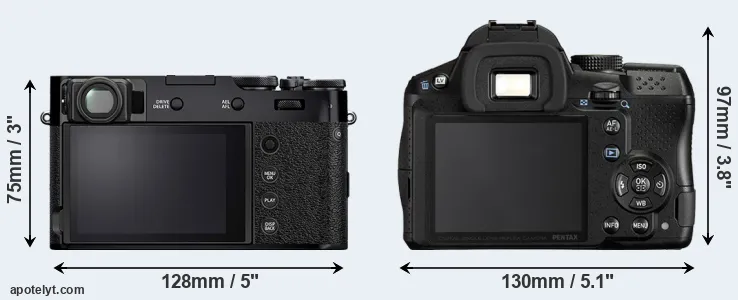 Comparison X100V or K-30 rear