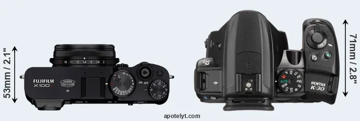 Compare X100V versus K-30 top