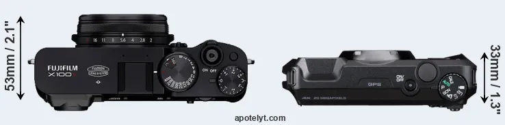 Compare X100V versus WG-8 top