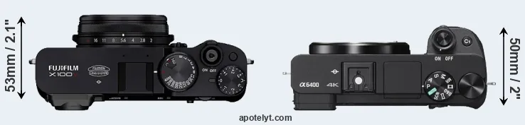 Compare X100V versus A6400 top