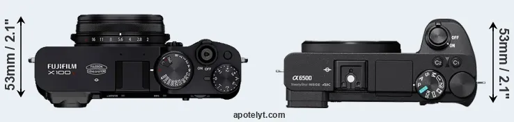 Compare X100V versus A6500 top