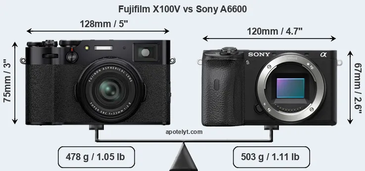 Size Fujifilm X100V vs Sony A6600