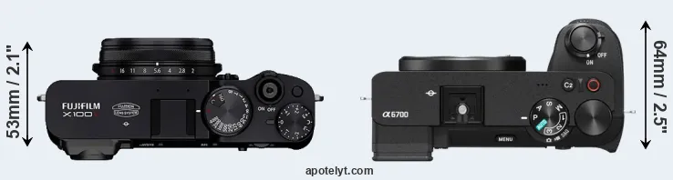 Compare X100V versus A6700 top