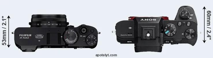 Compare X100V versus A7 II top