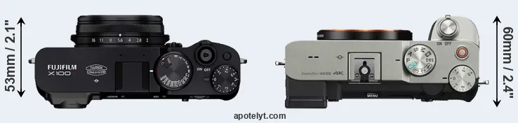 Compare X100V versus A7C top