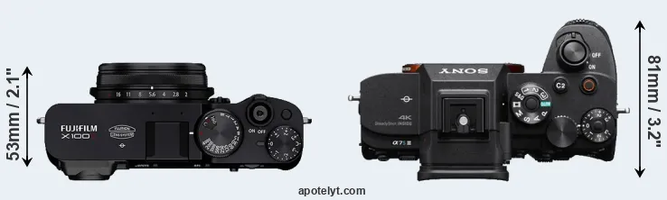 Compare X100V versus A7S III top