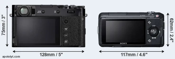 Comparison X100V or NEX-3 rear