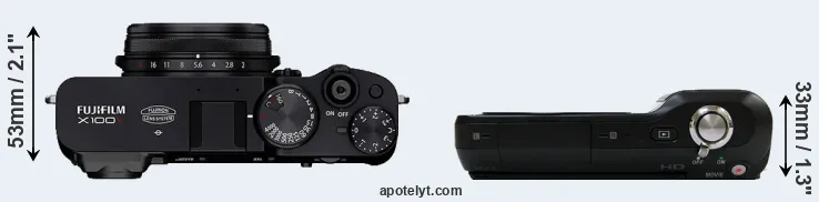 Compare X100V versus NEX-3 top
