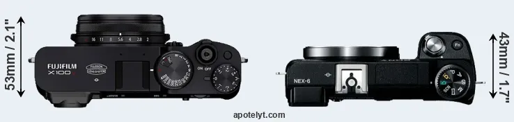 Compare X100V versus NEX-6 top