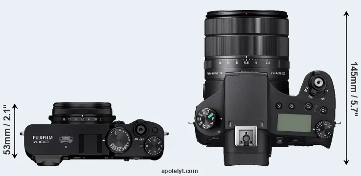 Compare X100V versus RX10 IV top