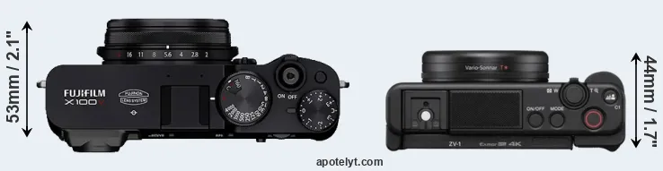 Compare X100V versus ZV-1 top