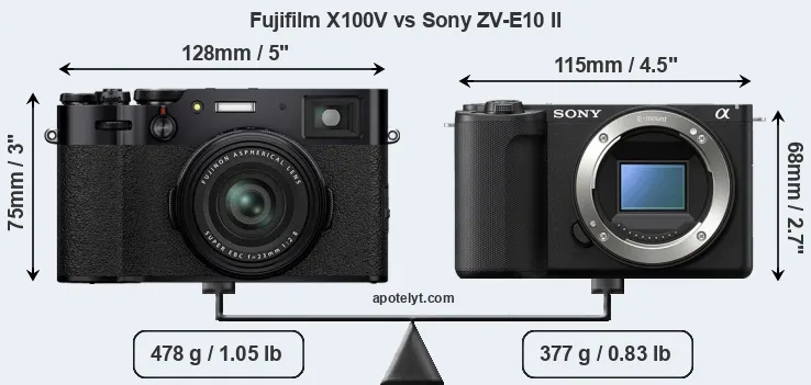 Size Fujifilm X100V vs Sony ZV-E10 II