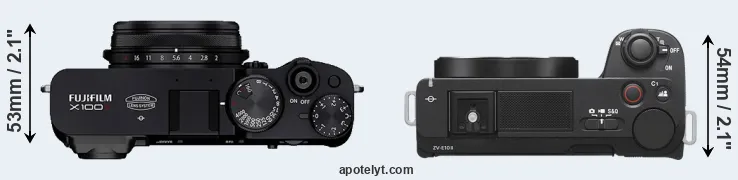Compare X100V versus ZV-E10 II top