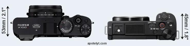 Compare X100V versus ZV-E10 top