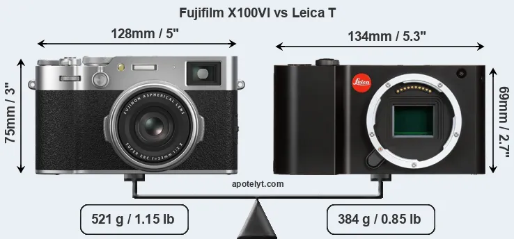 Size Fujifilm X100VI vs Leica T