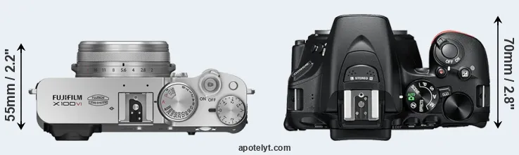 Compare X100VI versus D5600 top