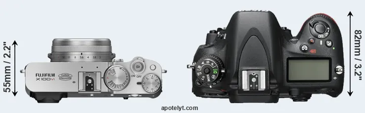 Compare X100VI versus D600 top