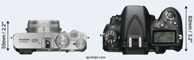 Compare X100VI versus D610 top