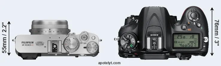 Compare X100VI versus D7200 top