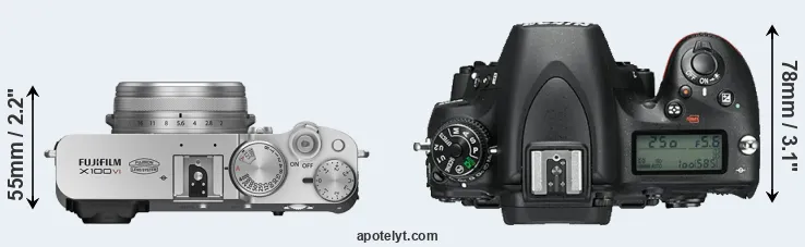 Compare X100VI versus D750 top