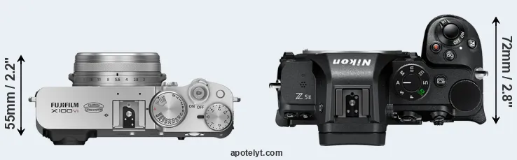 Compare X100VI versus Z5 II top