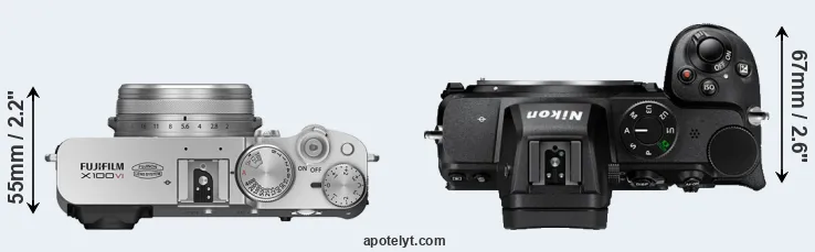 Compare X100VI versus Z5 top
