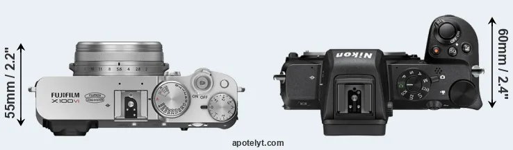 Compare X100VI versus Z50 top