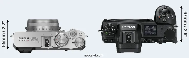 Compare X100VI versus Z6 top