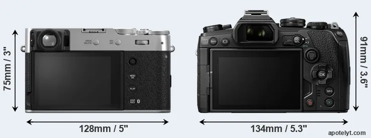 Comparison X100VI or E-M1 III rear