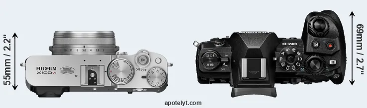 Compare X100VI versus E-M1 III top