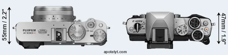 Compare X100VI versus E-M10 II top